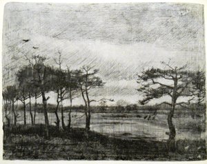 Sparren bij een moeras door Vincent van Gogh